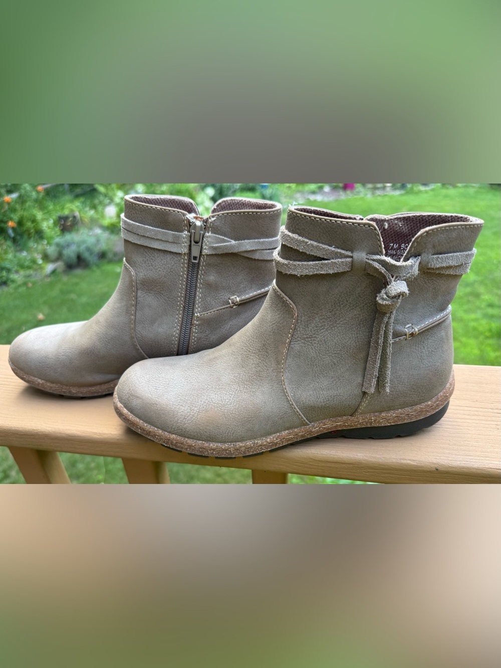 boc Taupe Suede Ankle Boots with Wrap Detail